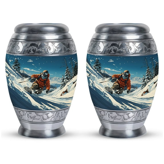 Snowboarding Small Ashes Keepsake - Decorative Urns - Urns For Human Ashes Adult Male Dad - Funeral Ashes Urn - Cremation Urn For Adults (Size-3inch,2pcs)