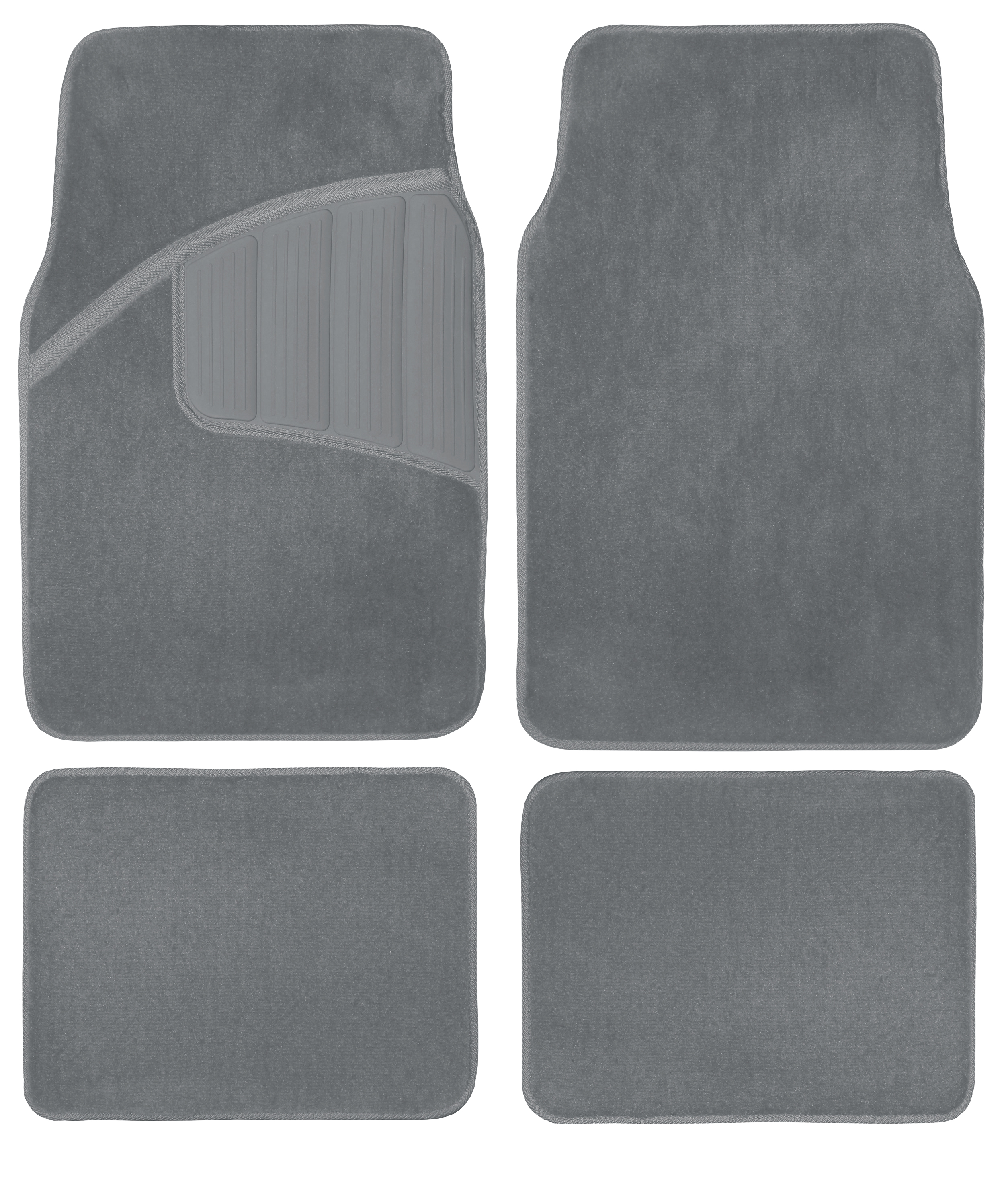 Auto Drive Durable StainResistant 4Piece Carpet Car Floor Mat, Gray