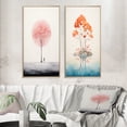 thumbnail image 1 of Designart "Impression of Solitude Minimal Watercolor Single Tree I" Landscape Trees Framed Wall Art Set Of 2 - Traditional Pink Framed Wall Art Set Of 2, 1 of 6