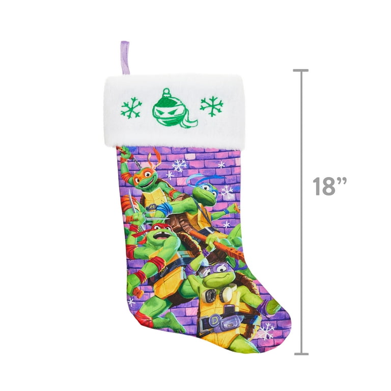 TEENAGE MUTANT NINJA TURTLES - RED, WHITE AND GREEN CHRISTMAS STOCKING  (NEW)