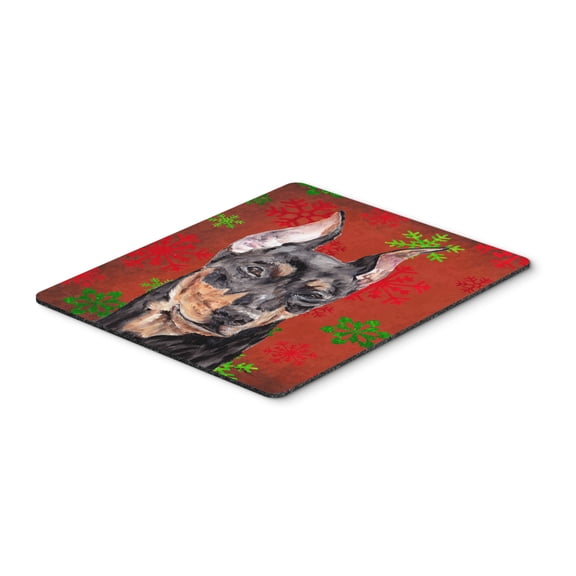 "German Pinscher Red Snowflakes Holiday Mouse Pad Hot Pad or Trivet"
