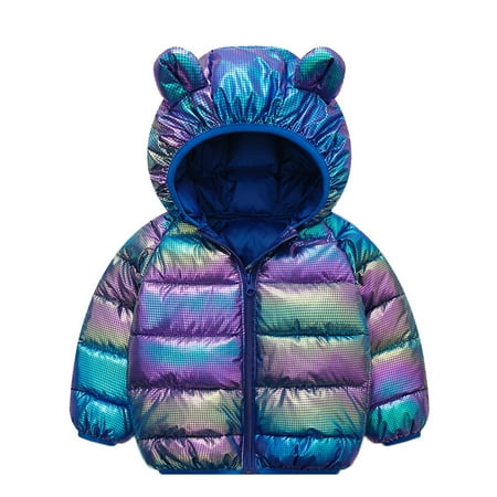 

WZHKSN Child Sweater Toddler Kids Boys Girls Winter Windproof Lightful Colours Bear Ears Hooded Jacket Kids Warm Outerwear Coat