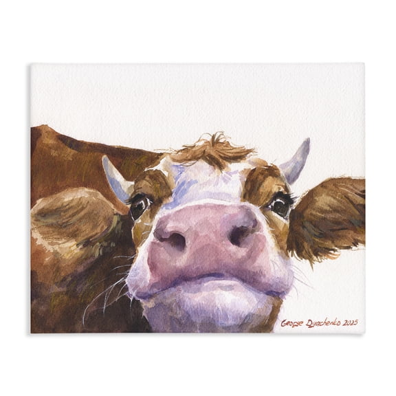 Stupell Industries Cute Cow Close Up Canvas Wall Art, design by George Dyachenko