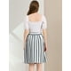 thumbnail image 5 of Falda Midi Allegra K para Mujer a rayas con botones y elástica Gris XS, 5 of 6