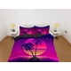 thumbnail image 2 of Vaporwave Puesta de sol en la ropa de cama de playa tropical, Cool Hippie Rosa Púrpura Funda Nórdica, 2 of 4