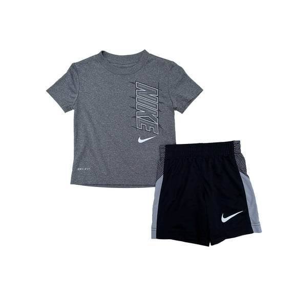 Nike Little Boys Dri-FIT Graphic Tee & Shorts 2 Piece Set Black76H367-K6N/Carbon Heather, 4, 4_Years