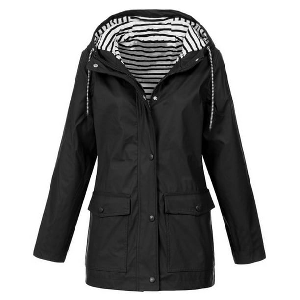 Chaqueta deportiva con capucha con capucha a rayas con cordón interior Color sólido bolsillo ch Irfora Abrigo