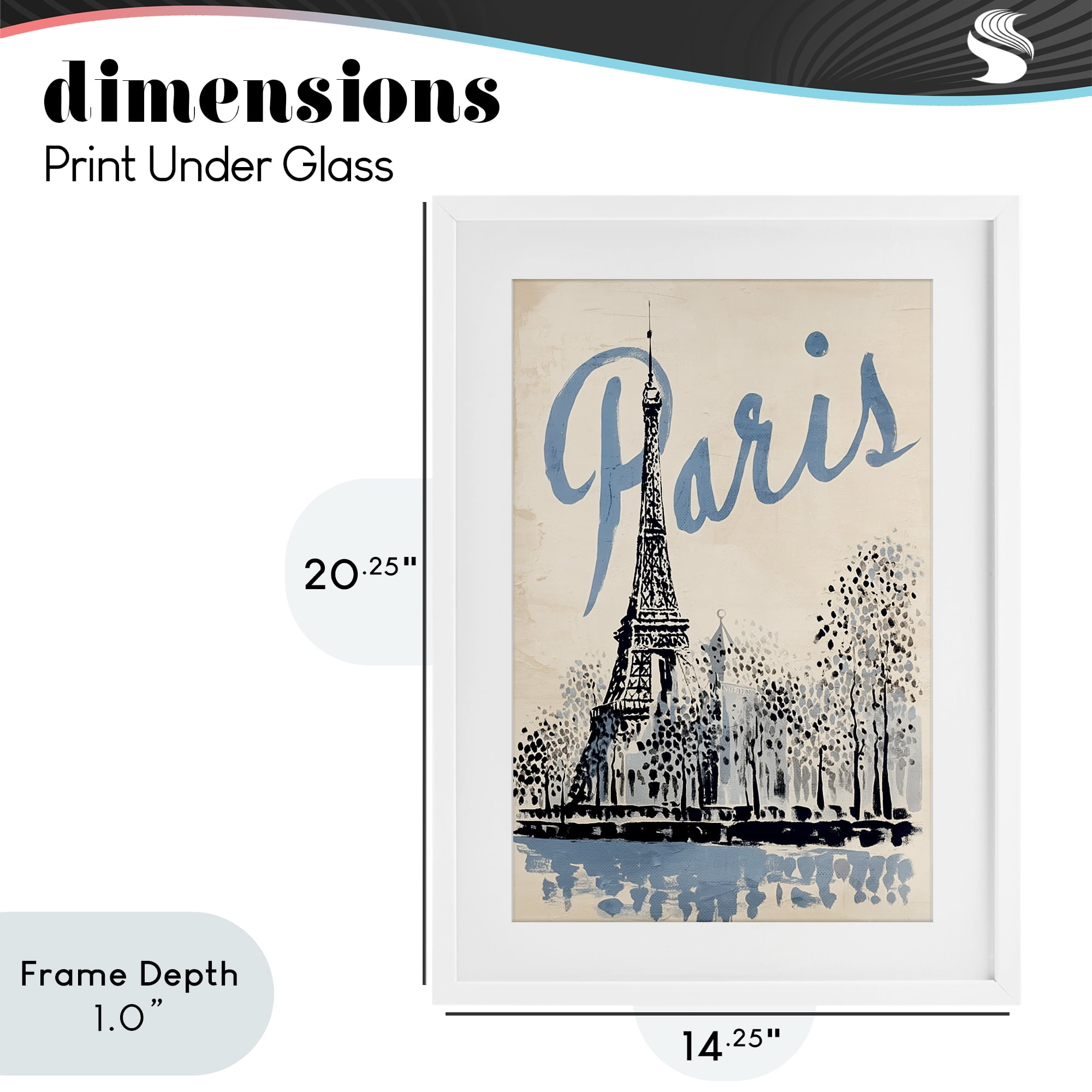 Stupell Industries Blue & Beige Paris Travel White Framed Print Under Glass, design by Annabelle Hall