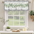 thumbnail image 2 of Green Eucalyptus Leaves Curtain Valances for Windows, Kitchen Valance Window Treatments Panel 2 Pack, Modern Art Farmhouse Plaid Rod Pocket Short Curtains for Bathroom Bedroom 42 x 18 Inch, 2 of 8