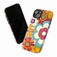 thumbnail image 3 of Retro Flower Power Phone Case, Colorful 70s Hippie Floral Design Protective Cover for iPhone 16 15 14 13 12 11 Plus Pro Max Mini, Vintage Groovy Aesthetic, 3 of 6