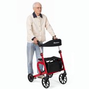 MaxKare Rollator Walker with 10” All Terrain Wheels, 8 Level Adjustable Handle, Foldable Walkers for Seniors with Seat & Backrest