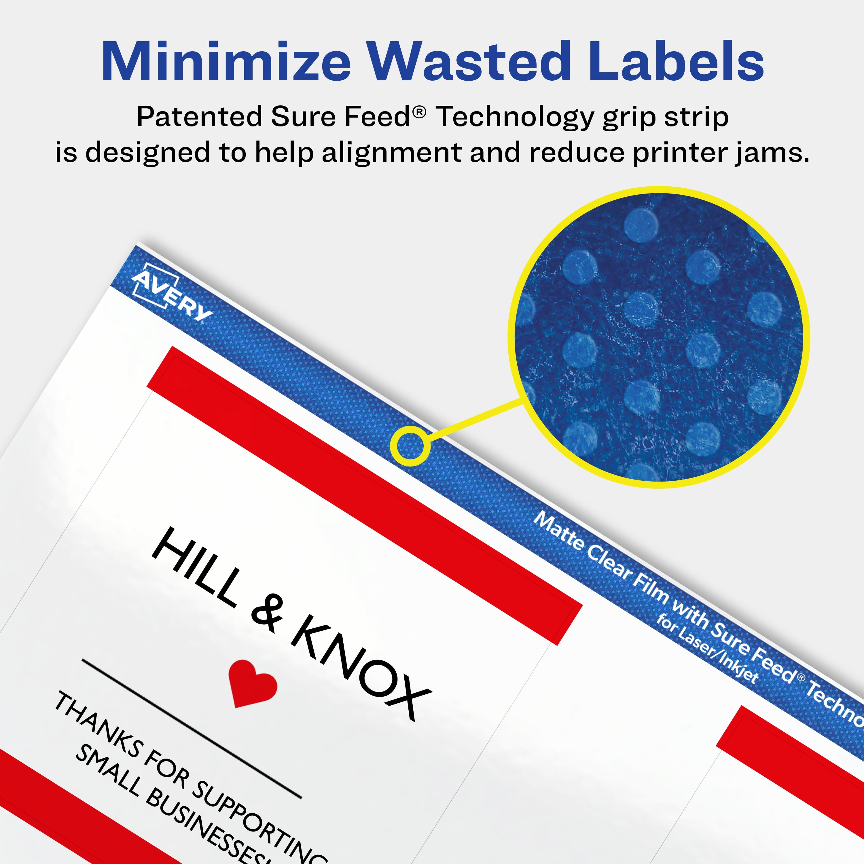 Avery Matte Clear Square Labels, 3" x 3", 150 Total