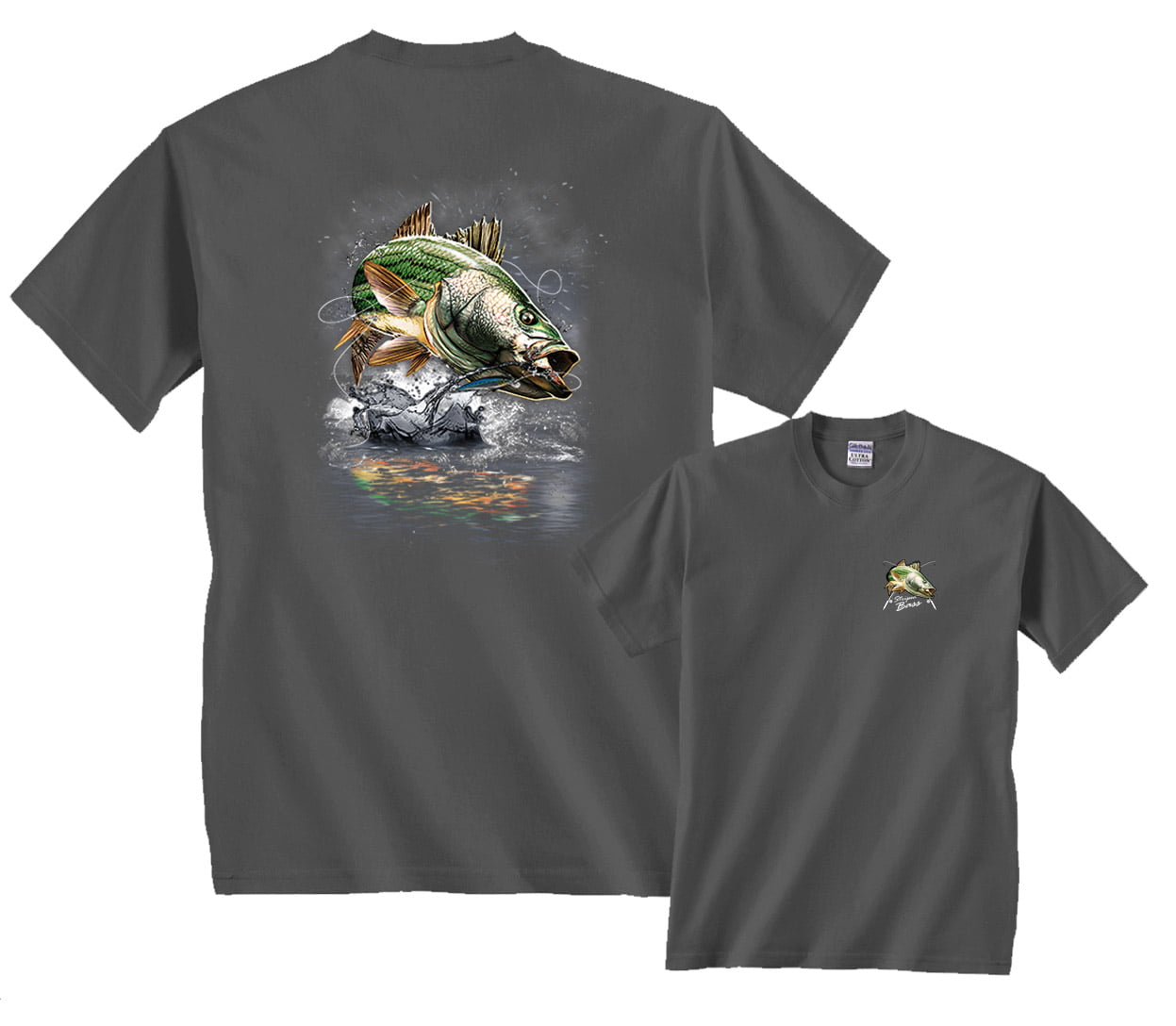 Jumping Striped Bass Fishing T-Shirt - Walmart.com