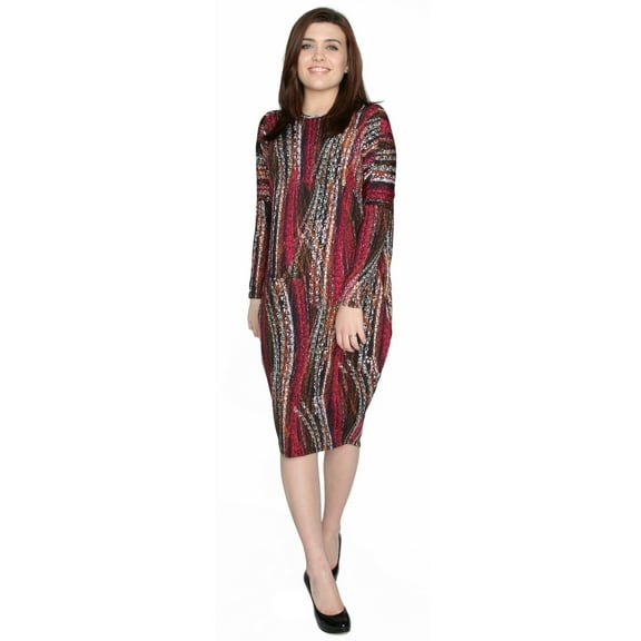 Women's Burgundy Wave Print Comfy Cover Up Midi Dress