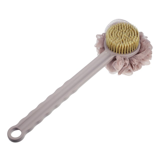 Depurador de espalda, cepillo de baño, cepillo de baño de mango largo de doble cara para ducha de baño, 15.35x4.72x4.13, marrón