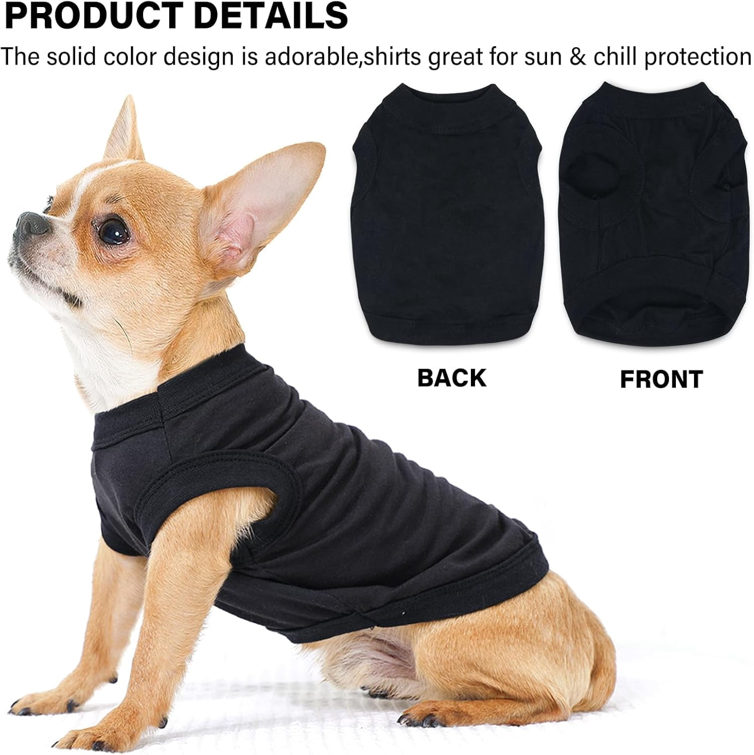 2-Pack Dog Shirts Summer Dog Clothes for Small Medium Dogs Boy, Teacup, Chihuahua, Yorkie, Pug and Cats, Solid Color Pet Tshirts Puppy Clothes, XXS, Black+ Grey