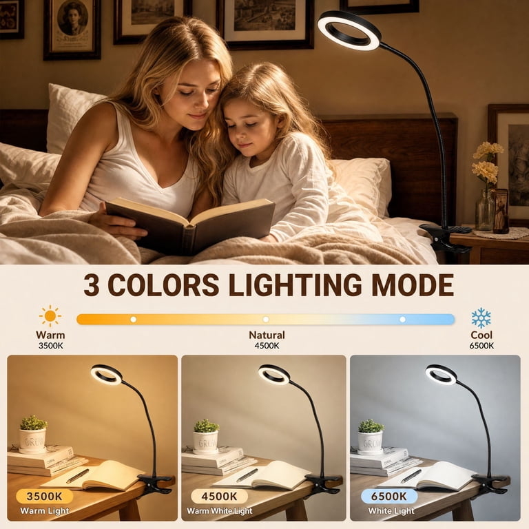 IJIL LED Clip Desk Lamp, 3 Color Modes & 10 Brightness photo 5