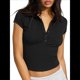 thumbnail image 3 of de Corta con Cuello en V y Botones para Mujer Negro L, 3 of 8
