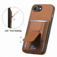 thumbnail image 5 of Case for iPhone 16e Back Wallet Case, Carbon Fiber PU Leather Case with Card Holder Slots Hidden Stand Protective Phone Cover Compatible for iPhone 16e, Brown, 5 of 10