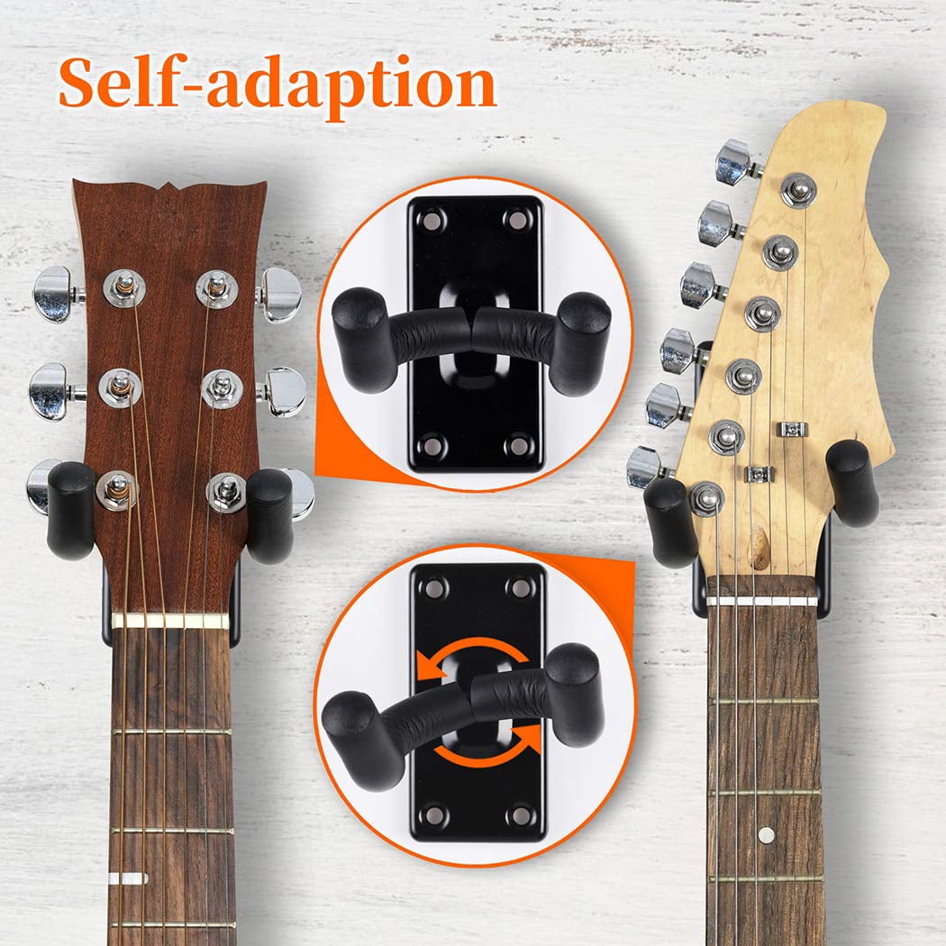 5 Pack Guitar Wall Hanger Mount - Black Hook Holder For Acoustic  Electric Bass & More