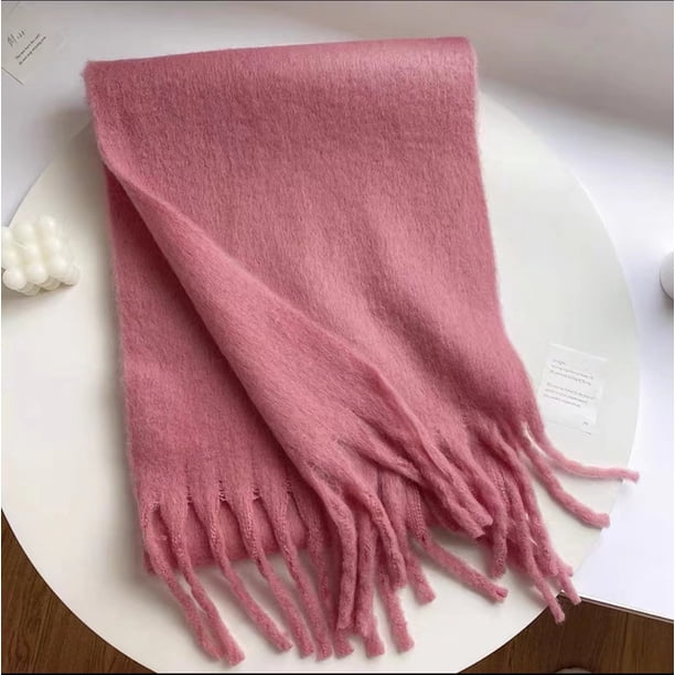 Nvzi Bufanda Pashmina Chales y Chales para Vestidos de Noche Viajes Oficina Bodas de Invierno Bufandas Grandes de Tacto de Cachemira, Rosa Oscuro C