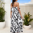 thumbnail image 6 of Women's Tube Ruffle Detail Layered Floral Print Flared Maxi Vacation Dress - Small, Black, 6 of 7