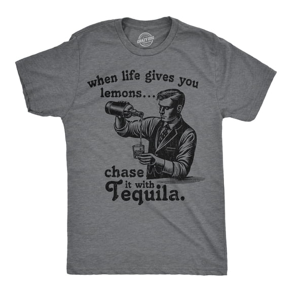 Mens Funny T Shirts When Life Gives You Lemons Chase It With Tequila Sarcastic Drinking Graphic Novelty Tee for Men Graphic Tees
