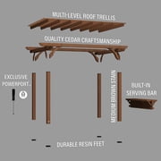 Backyard Discovery Ashland 14x10 Cedar Wood Outdoor Pergola Kit, Trellis Roof, Bar Top