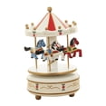 thumbnail image 3 of en Musical Box Swivel Carousel With Little Horse Wind Up Music Box Red, 3 of 8