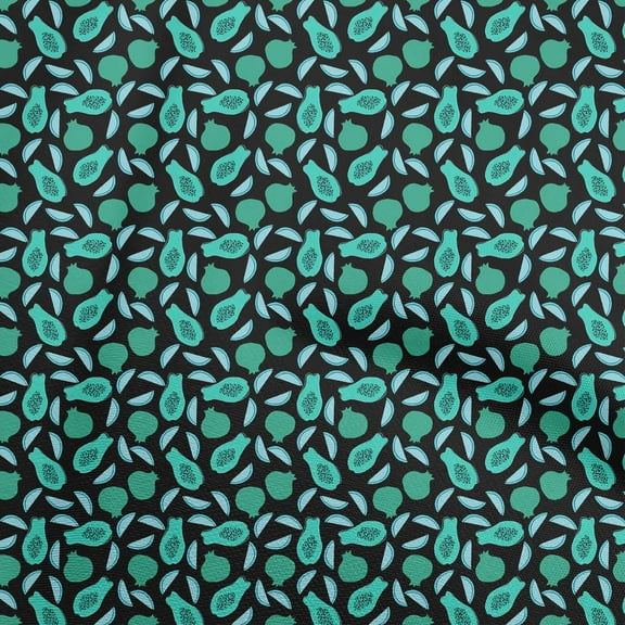 oneOone Polyester Spandex Turquoise Green Fabric Fruits Sewing Material Print Fabric By The Yard 56 Inch Wide