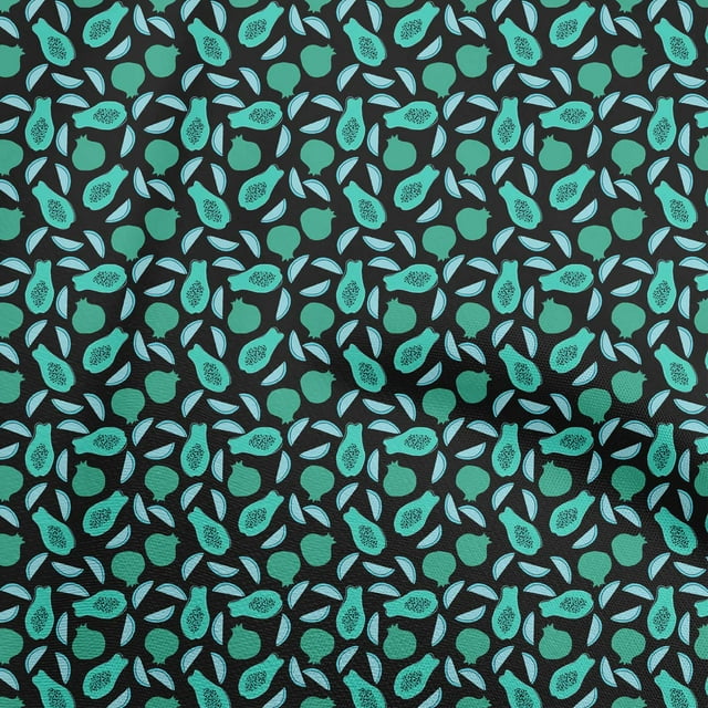 oneOone Silk Tabby Turquoise Green Fabric Fruits Craft Projects Decor Fabric Printed By The Yard 42 Inch Wide