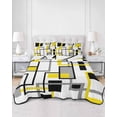 thumbnail image 3 of Yellow Black Grey Geometric King Size Down Alternative Comforter,Lightweight Comforter Quilt Bedding Set with Pillow Shams Middle Century Modern Abstract Art Bed Comforter Duvet Insert 96"x106", 3 of 7