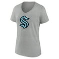thumbnail image 2 of Women's Fanatics Heathered Gray Seattle Kraken Primary Logo Team V-Neck T-Shirt, 2 of 3