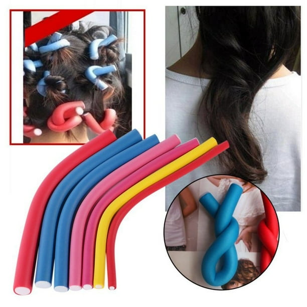Rizadores flexibles para el cabello - Paquete de 5 rizadores Flexi-Rods de espuma Rulos para el cabello sin calor Varillas flexibles giratorias de espuma suave para todo tipo de cabello y longitudes - 1 cm de largo Color aleatorio brillar Electrónica