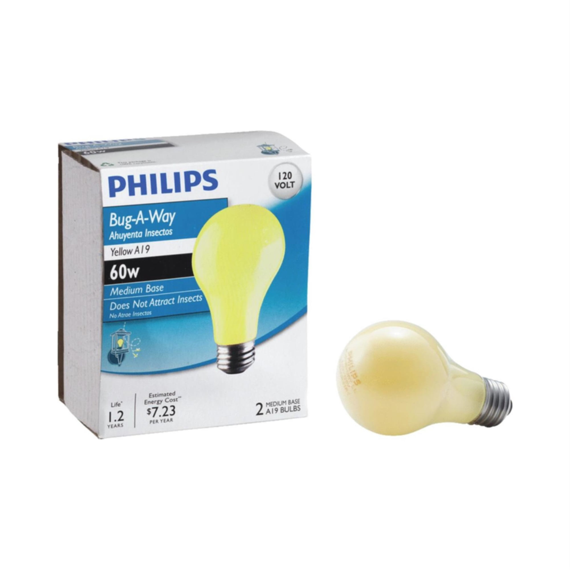 Defilé ik zal sterk zijn Doe mee Philips Lighting Co 2 Pack 60w Yel Bug Bulb 415810 - Walmart.com