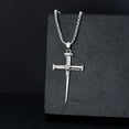 thumbnail image 5 of Three Nail Cross Necklace 925 Sterling Silver 3 Nail Cross Pendant Christian Jewelry Gifts for Men 22+2", 5 of 7