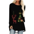 thumbnail image 2 of Uootdi Christmas Gifts Plus Size Long Sleeve Shirts Womens Xmas Gift Tree Santa Snowflake Deer Graphic Long Shirts Crewneck, 2 of 5