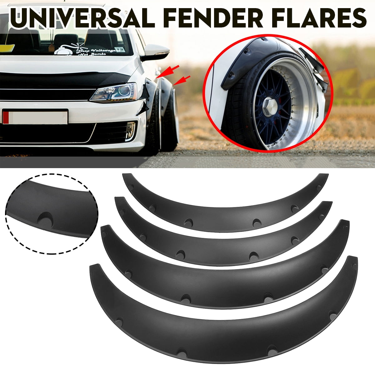 JDM Fender Flares UNIVERSAL Wheel arch SET 2" wide 4 pieces