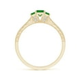 thumbnail image 2 of ANGARA Natural Aeon Square Emerald Three Stone Engagement Ring with Milgrain in 14K Yellow Gold for Women (Size-3.5mm) | May Birthstone, Anniversary, Jewelry Gift for Women | Natural Emerald Ring, 2 of 10