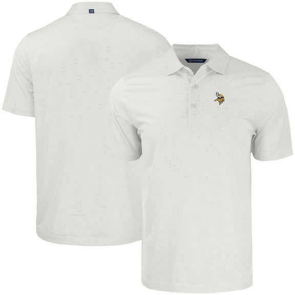 Men's Cutter & Buck White Minnesota Vikings  Pike Eco Symmetry Print Stretch Recycled Polo