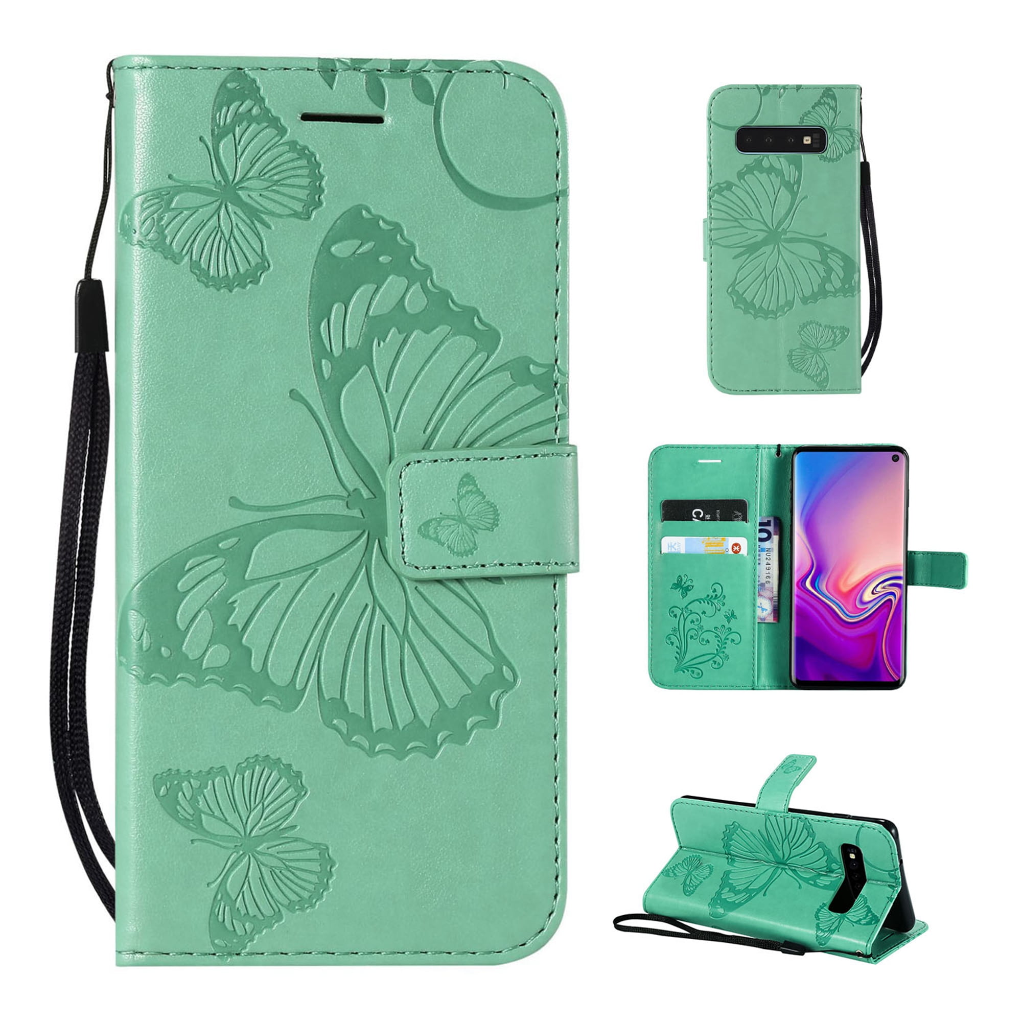 Samsung Galaxy S10e Wallet Case, Dteck Embossed Butterfly Flip PU Leather Folio Stand Case Cover ...