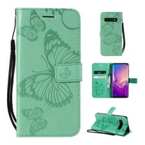 Samsung Galaxy S10e Wallet Case, Dteck Embossed Butterfly Flip PU Leather Folio Stand Case Cover Built-in Card Slots & Money Pocket, with wrist Strap, For Samsung Galaxy S10e 5.8 inch, Green