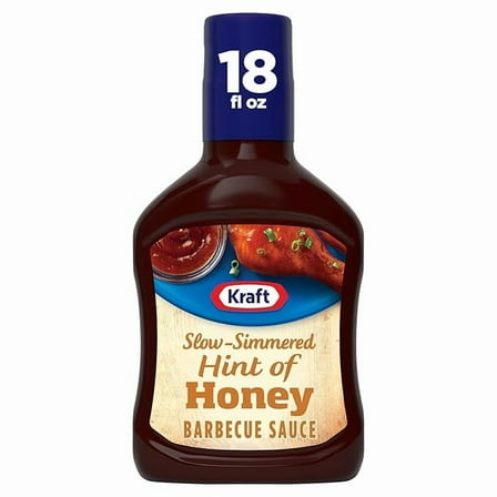2 pack Kraft Hint of Honey Slow-Simmered Barbecue BBQ Sauce, 18 oz Bottle