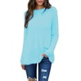 thumbnail image 2 of Dyfzdhu Fuzzy Tops for Women Plus Size Solid Long Sleeve Loose Thermal Fleece Crewneck Sweatshirts Blue, 2 of 5