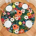 thumbnail image 2 of Floral Elastic Tablecloth for Round Tables, Soft Polyester with Water-Resistant Finish, Perfect for Everyday Use or Seasonal Decor, Fits 44-52 Inch, 2 of 7