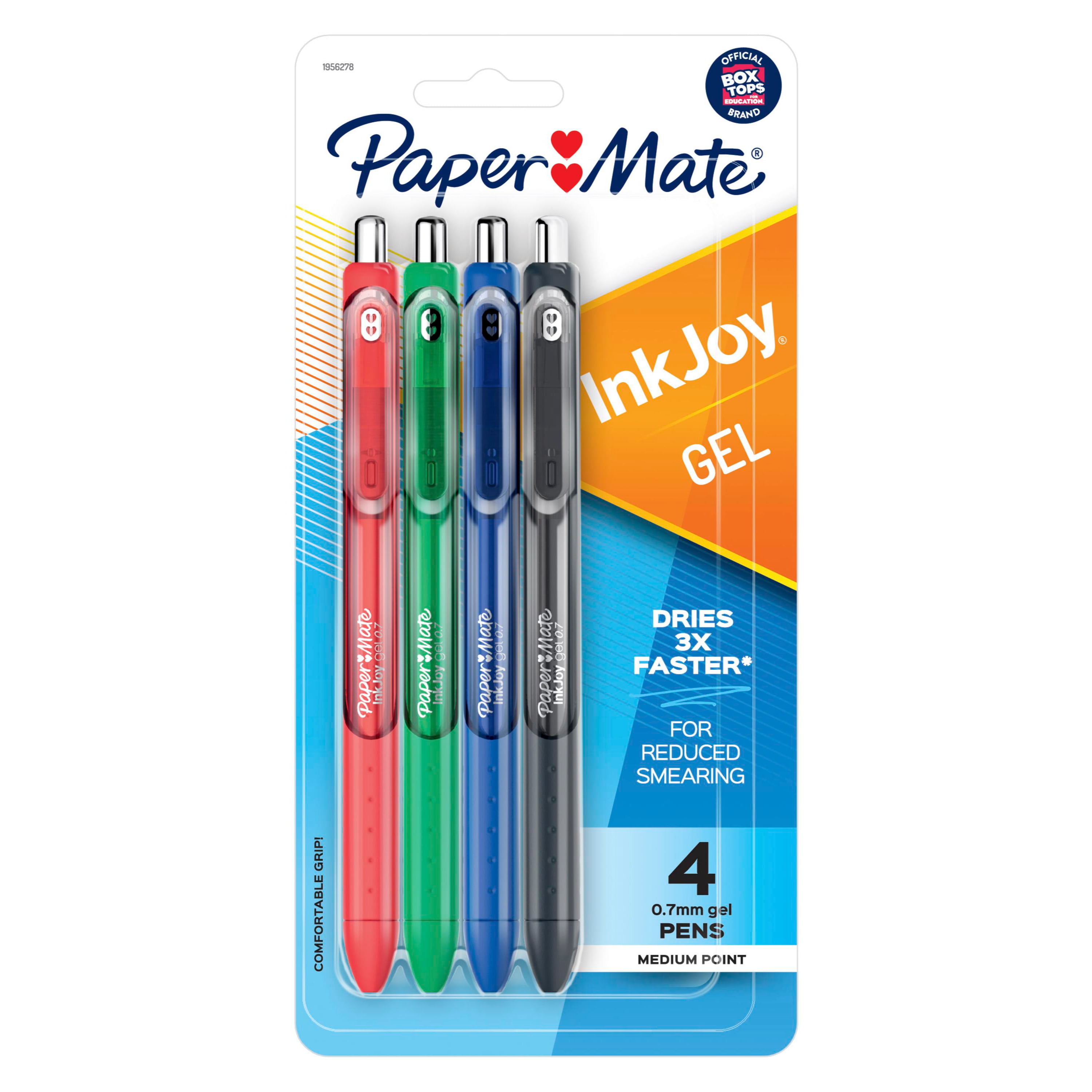 4 Count Assorted Colors New Original Paper Mate InkJoy Gel Pens Medium Point