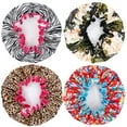 thumbnail image 2 of Shower Cap, ESARORA 4 PACK Bath Cap Designed for Women Waterproof Double Layer, 2 of 9
