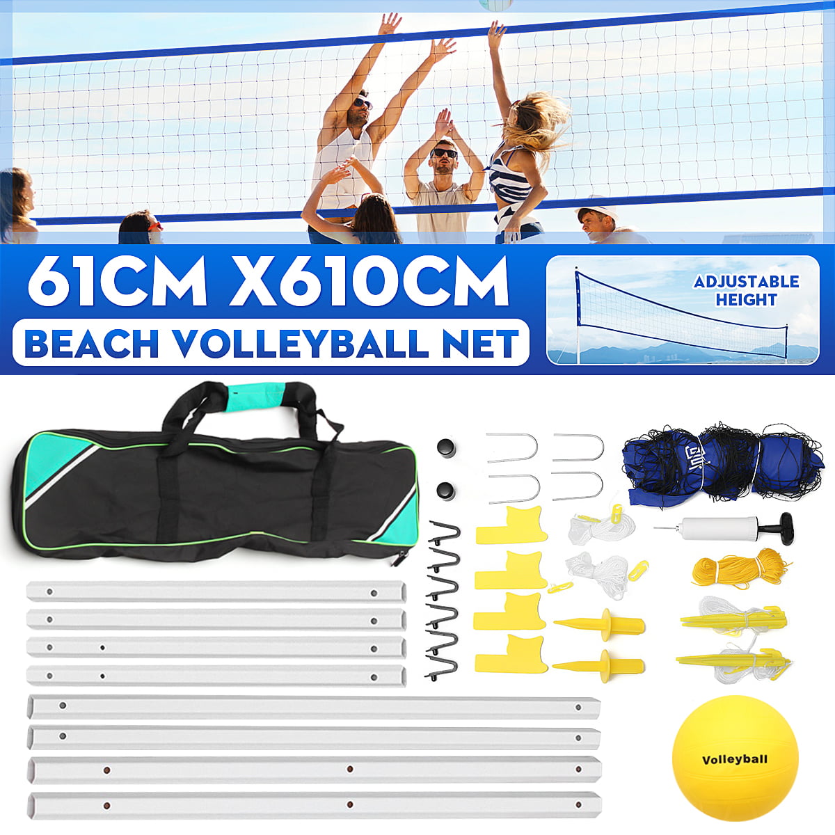 Volleyball Pro Indoor/Outdoor Complete Volleyball Set with Net Pump & Needle 