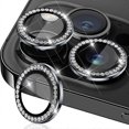 thumbnail image 1 of Rhinestone Camera Lens Protector Compatible With Iphone 15 Pro Max/iphone 15 Pro, Tempered Glass Camera Lens Protector Metal Ring, 1 of 5