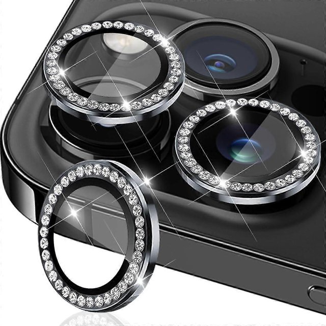 Rhinestone Camera Lens Protector Compatible With Iphone 15 Pro Max/iphone 15 Pro, Tempered Glass Camera Lens Protector Metal Ring